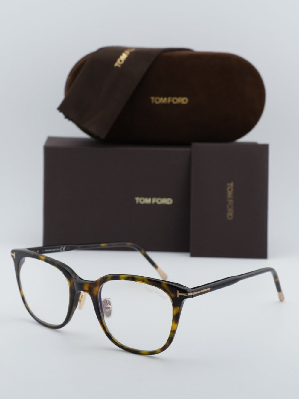 Tom Ford FT5776-D-B 052 Square Eyeglasses 53m - Havana/Blue Light Block